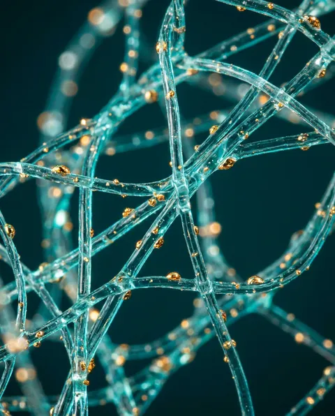 Macro view of cellulose nanofibres capturing metal particles
